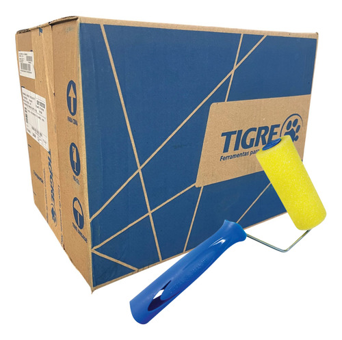 Caixa Com Rolinho Rolo De Espuma Tigre Amarela 9cm 36 Un